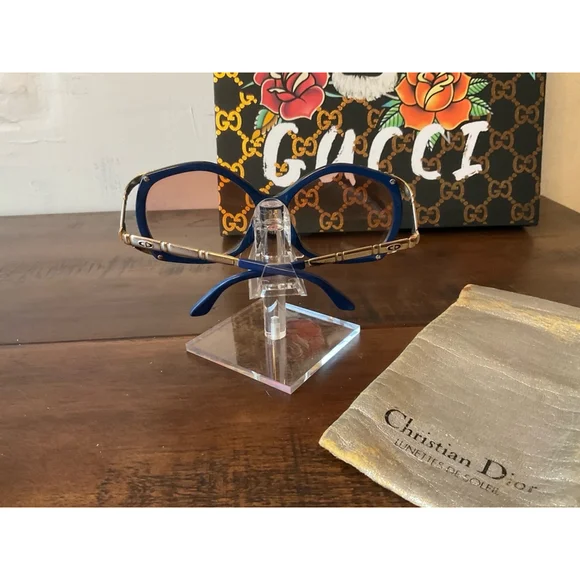 Rare - Vintage 1980s CHRISTIAN DIOR oversized marbled blue & gold - Picture 3 of 4